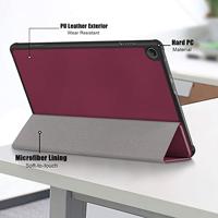 Lunso - Lenovo Tab M10 Gen 3 (3e generatie) - Tri-Fold Bookcase hoes - Bordeaux Rood - thumbnail