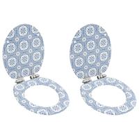 Toiletbrillen 2 st met soft-close deksels MDF porseleinontwerp - thumbnail