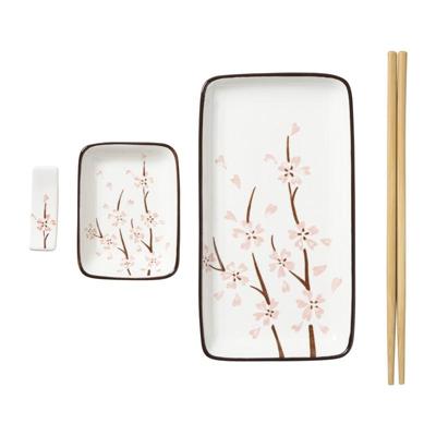 Sushi set - roze/wit - 4-delig