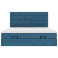 Bed poef met matrassen en leds 200x200 cm fluweel donkerblauw - thumbnail