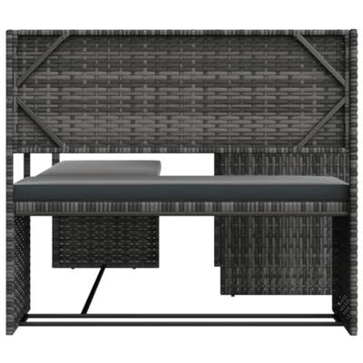 Tuinbank met tafel en kussens L-vormig poly rattan grijs