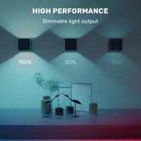 Kansas Smart Wandlamp LED Kubus - Wifi + Bluetooth - 6 Watt 560lm - Dimbaar - RGBWW - IP65 waterdicht - Up&Down lamp - Verstelbaar - Zwart - Google Home, Amazon Alexa en Siri - thumbnail