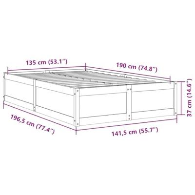 Bedframe zonder matras massief grenenhout wit 135x190 cm