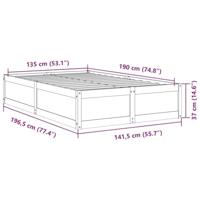 Bedframe zonder matras massief grenenhout wit 135x190 cm - thumbnail