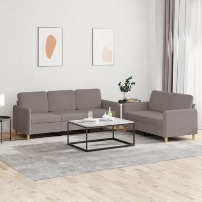 2-delige Loungeset met kussens stof taupe