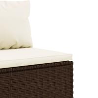 4-delige Loungeset met kussens poly rattan bruin - thumbnail