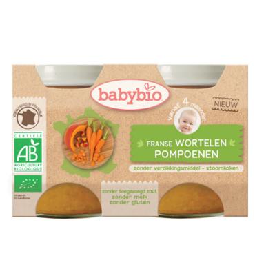 Babybio Babybio Groenten Wortel Pompoen 130 Gram Bio (2x130g)