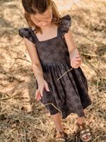 Jurk voor meisjes met Engels borduurwerk leigrijs - thumbnail