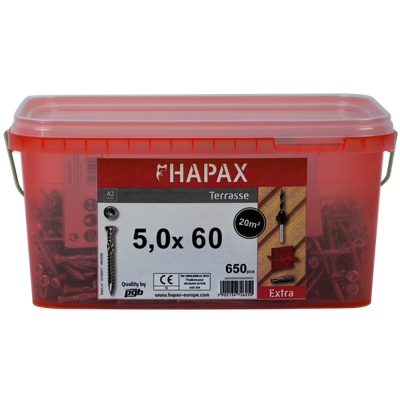 pgb-Europe - HAPAX hardhoutschroeven 5x60 A2 (set)/emmer - HAP020A00SET060M pgb-Europe - HAPAX hardhoutschroeven 5x60 A2 (set)/emmer - HAP020A00SET060M