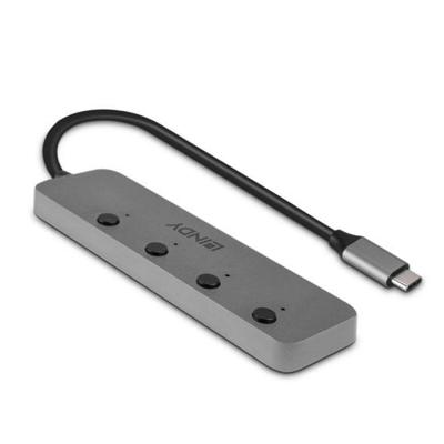 LINDY 43383 4-poorts USB 3.2 Gen 1 type C hub met aan/uit-schakelaar