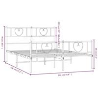 Bedframe met hoofd- en voeteneinde metaal zwart 135x190 cm - thumbnail
