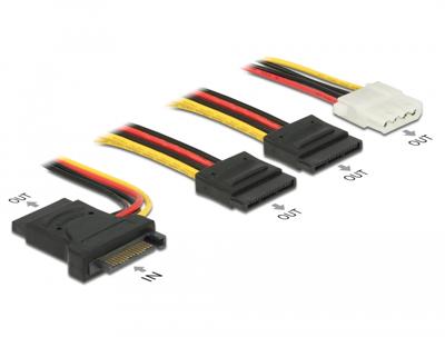 DeLOCK SATA 15 pin plug > 3 x SATA receptacle + 1 x Molex 4 pin female (PCB) kabel DeLOCK SATA 15 pin plug > 3 x SATA receptacle + 1 x Molex 4 pin female (PCB) kabel