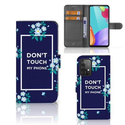 Samsung Galaxy A52 Portemonnee Hoesje Flowers Blue DTMP Samsung Galaxy A52 Portemonnee Hoesje Flowers Blue DTMP