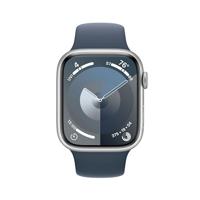 Apple Watch Series 9 (GPS 45 mm) Smartwatch - Kast van zilverkleurig aluminium - Stormblauw sportbandje M/L. Conditie bijhouden, Saturatie-app en Ecg-app, Always-on Retina-display, waterbestendig - thumbnail