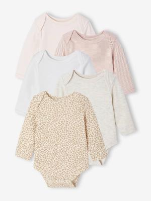 Set van 5 body's voor pasgeborenen met Amerikaanse opening ecru