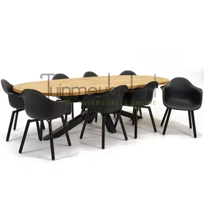 Tuinstoel Montreux zwart/zwart met Mistral ovaal 280 cm