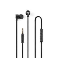 Bedrade Koptelefoon | 1,2 m Platte Kabel | In-Ear | Ingebouwde Microfoon | Aluminium | Zwart - thumbnail