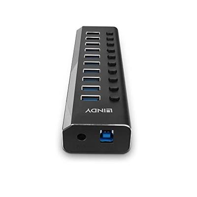 LINDY 43370 43370 USB-hub 10 poorten USB-A USB 3.0 5 GBit/s Zwart