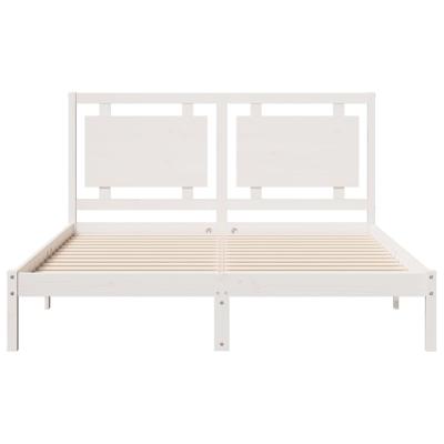 Bedframe extra lang zonder matras massief hout wit 160x220 cm