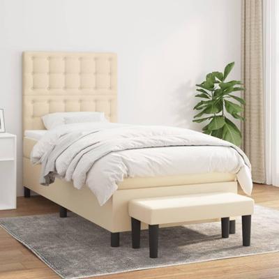 Boxspring met matras stof crèmekleurig 90x190 cm
