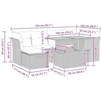 7-delige Loungeset met kussens poly rattan acacia zwart - thumbnail