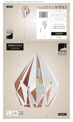 Eglo HanglampCarlton 1 31cm wit met goudkleurig - 49932