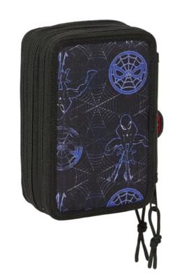 Schooletui met Accessoires Spider-Man Attack Zwart 12,5 x 19,5 x 5,5 cm 37 Onderdelen
