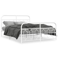 Bedframe met hoofd- en voeteneinde metaal wit 140x190 cm - thumbnail