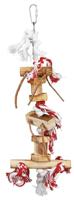 TRIXIE SPEELGOED MET TOUW EN LEREN BANDJES HOUT KLEURIG 35 CM 3 ST - thumbnail