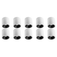 Opbouwspot 10-Pack GU10 Fitting - Rond Mat Wit/Zwart - Aluminium Ø90mm - thumbnail