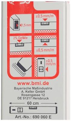 BMI Waterpas | 60 cm | aluminium zilver | ± 0,5mm/m | 1 stuk - 690060E 690060E