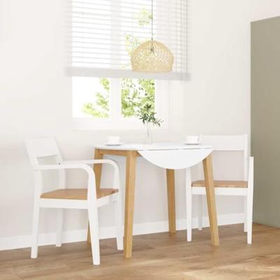 Eetkamerstoelen 2 st massief hout rubber wit