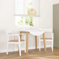 Eetkamerstoelen 2 st massief hout rubber wit - thumbnail