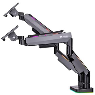 Thermaltake GEA Dual RGB Gaming Monitor Arm Black Monitorbeugel Aantal monteerbare displays: 2 Display(s) 88,9 cm (35) Grijs, Zwart