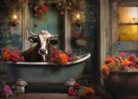Ravensburger legpuzzel the cow in the bathtub, 1000st. - thumbnail