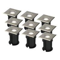 Set van 9 Ramsay LED Grondspot - Dimbaar - Vierkant - GU10 - 4 Watt 345 Lumen - 6500K daglicht wit - RVS - IP67 waterdicht - Tuinspot - Oprit - thumbnail