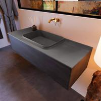 Badkamermeubelset Mondiaz Erin 120 cm met 1 Lade met RIDGE Wastafel Midden Dark grey Zonder Kraangaten Greeploos Mat Dark Brown - thumbnail