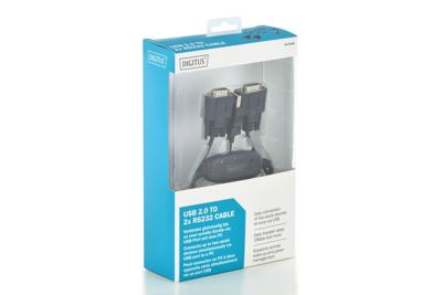 Digitus USB 1.1, Serieel Adapter [1x USB-A 2.0 stekker - 2x D-sub stekker 9-polig] DA-70158 1.20 m