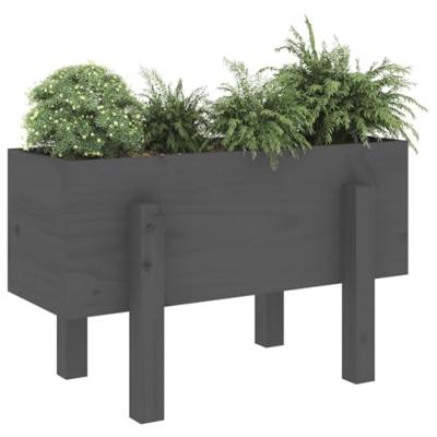 VidaXL Plantenbak 62x30x38 cm massief grenenhout grijs