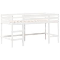 Halfhoogslaper met ladder en bedhuis grenenhout wit 90x200 cm - thumbnail
