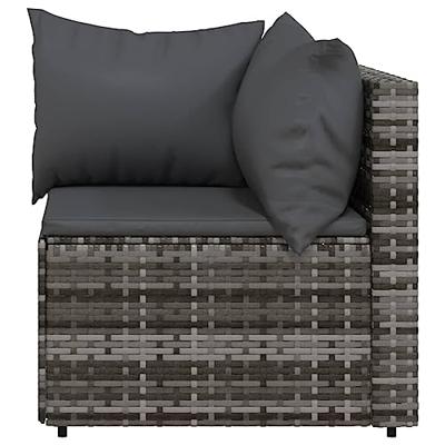 Tuinhoekbanken met kussens 2 st poly rattan grijs - thumbnail