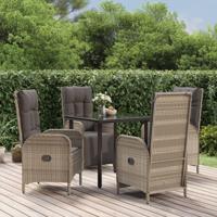 5-delige Tuinset met kussens poly rattan zwart en grijs - thumbnail