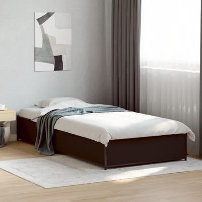 Bedframe bewerkt hout en metaal zwart 75x190 cm