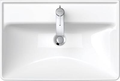 Wastafel Duravit D-Neo Met Overloop Kraanvlak 1 Kraangat 65 cm Hoogglans Wit - thumbnail