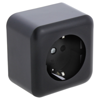 Q-Link Contactdoos | Opbouw | 1-voudig | Met Aanraakbeveiliging | Met Randaarde | Zwart - 00.945.42 - thumbnail