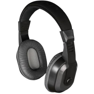 Thomson tv-hoofdtelefoon met lange kabel (over-ear, voor televisie en muziek luisteren, met volumeregelaar, 3,5 mm klinkstekker incl. 6,35 mm adapter, stereo-tv-koptelefoon, zwart, ≥75mV,32Ohm