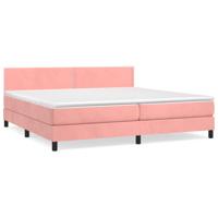 Boxspring met matras fluweel roze 200x200 cm - thumbnail