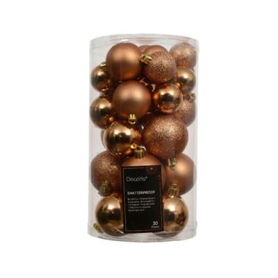 Kerstbalmix kunststof d6 cm brandy 30 st Decoris - Decoris Kerstbalmix kunststof d6 cm brandy 30 st Decoris - Decoris