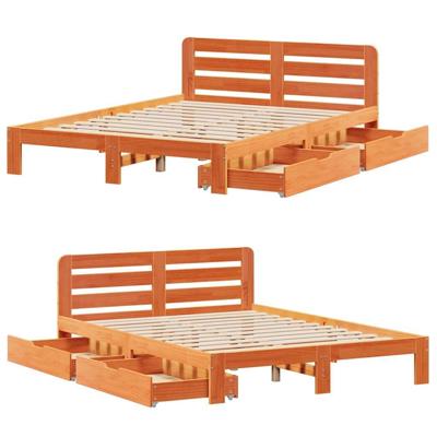 Bedframe zonder matras massief grenenhout wasbruin 120x200 cm