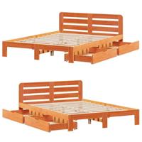 Bedframe zonder matras massief grenenhout wasbruin 120x200 cm - thumbnail